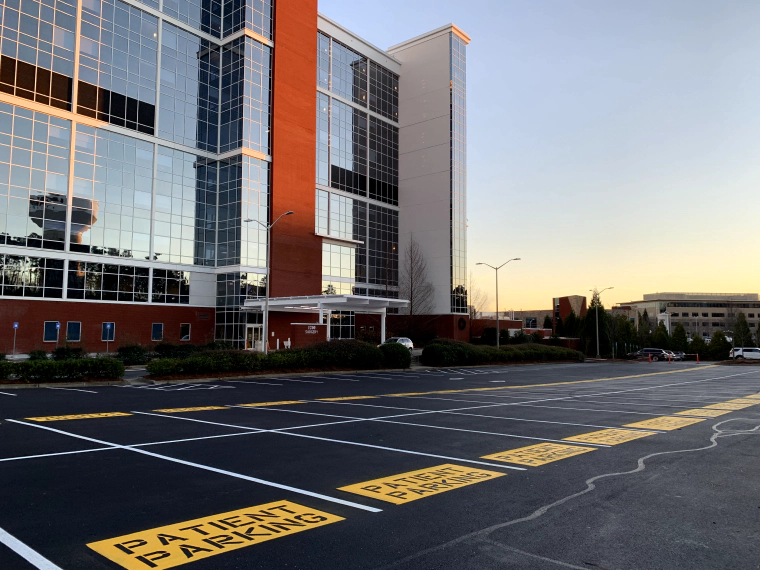 hospital parking lot eveready striping and sealcoating project